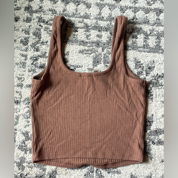 Brown rib knit crop top - Picture 2 of 2
